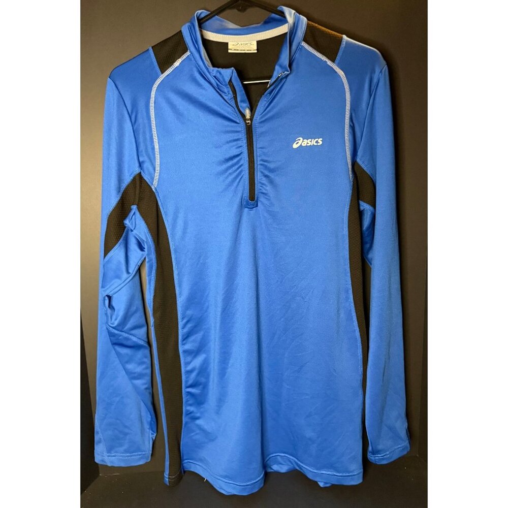 Asics Blue 1/4 Zip Pullover Athletic Light Jacket Mens M Performance